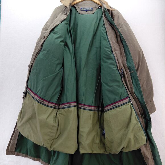 Rainforest Jacket Mens L Brown Long Down Winter Chore Coat Zip Button Liner VTG - Picture 14 of 14